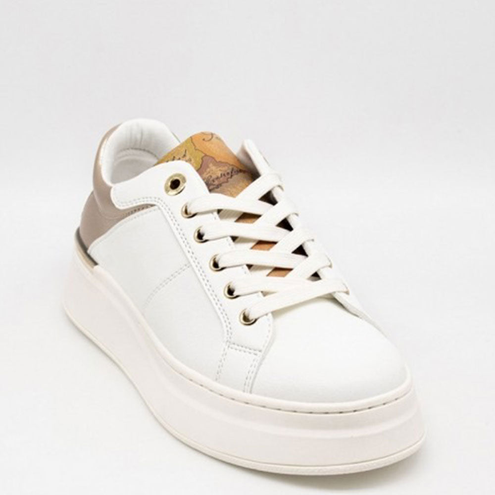 Alviero Martini 1A Classe Plateau-Sneaker in Weiß mit Platin-Einsatz 2135