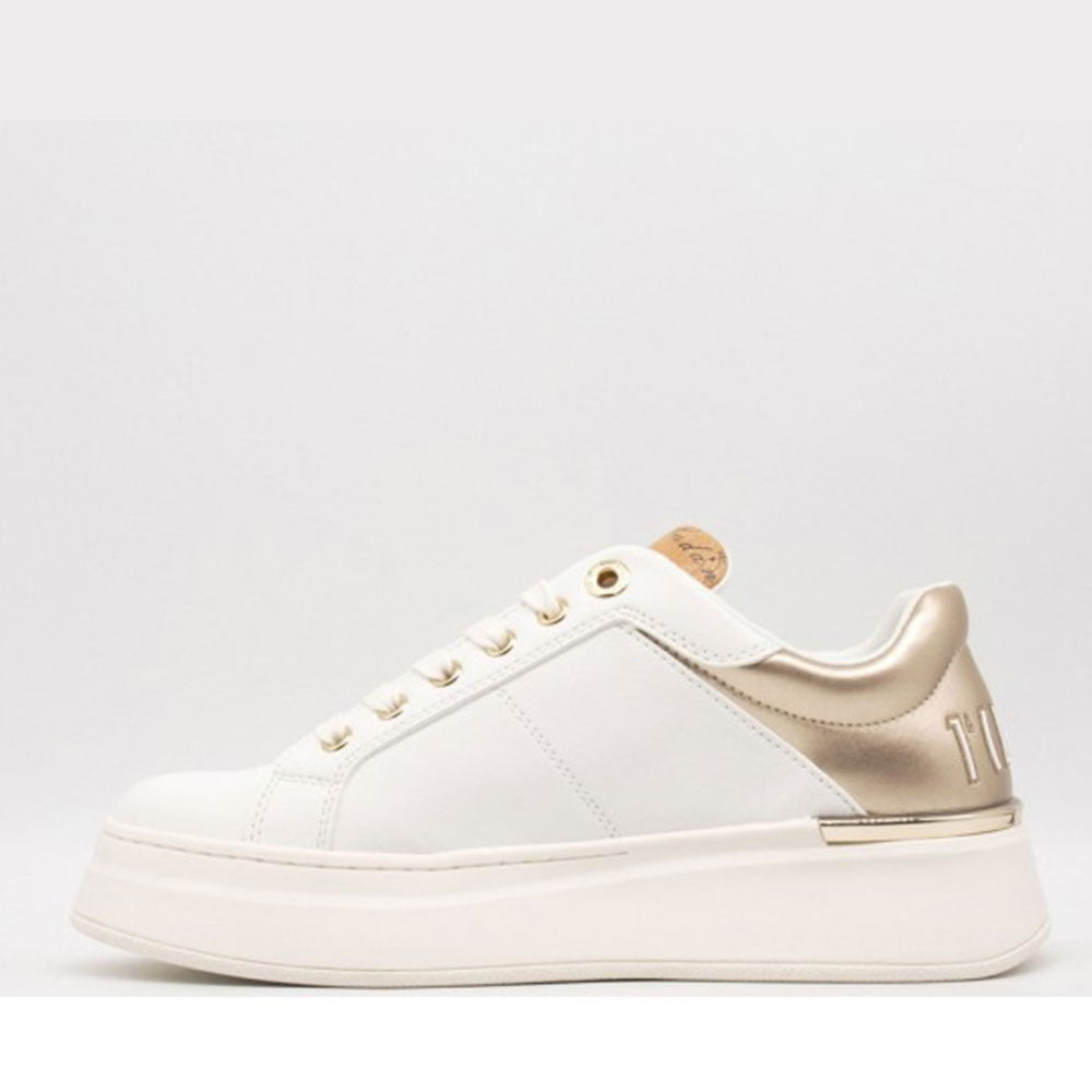 Alviero Martini 1A Classe Plateau-Sneaker in Weiß mit Platin-Einsatz 2135