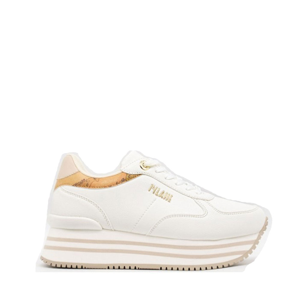 Sneakers Running 1A Classe Alviero Martini in Bianche con Inserto Geo Beige 2155