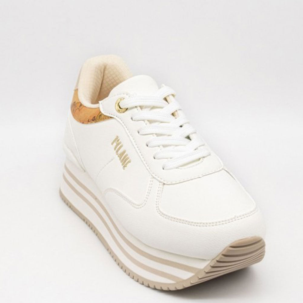 Sneakers Running 1A Classe Alviero Martini in Bianche con Inserto Geo Beige 2155