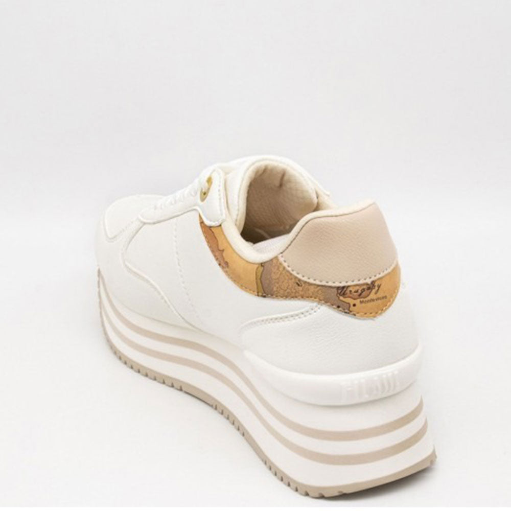 Sneakers Running 1A Classe Alviero Martini in Bianche con Inserto Geo Beige 2155