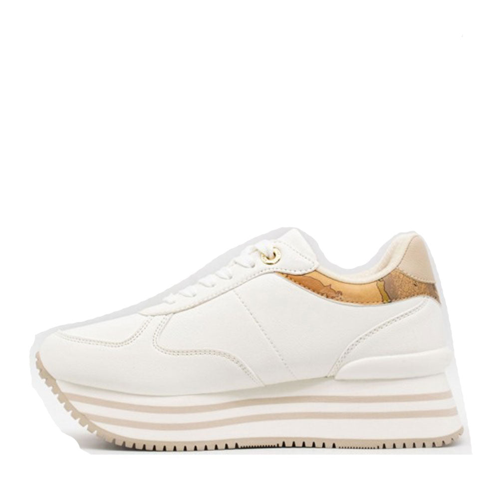 Sneakers Running 1A Classe Alviero Martini in Bianche con Inserto Geo Beige 2155