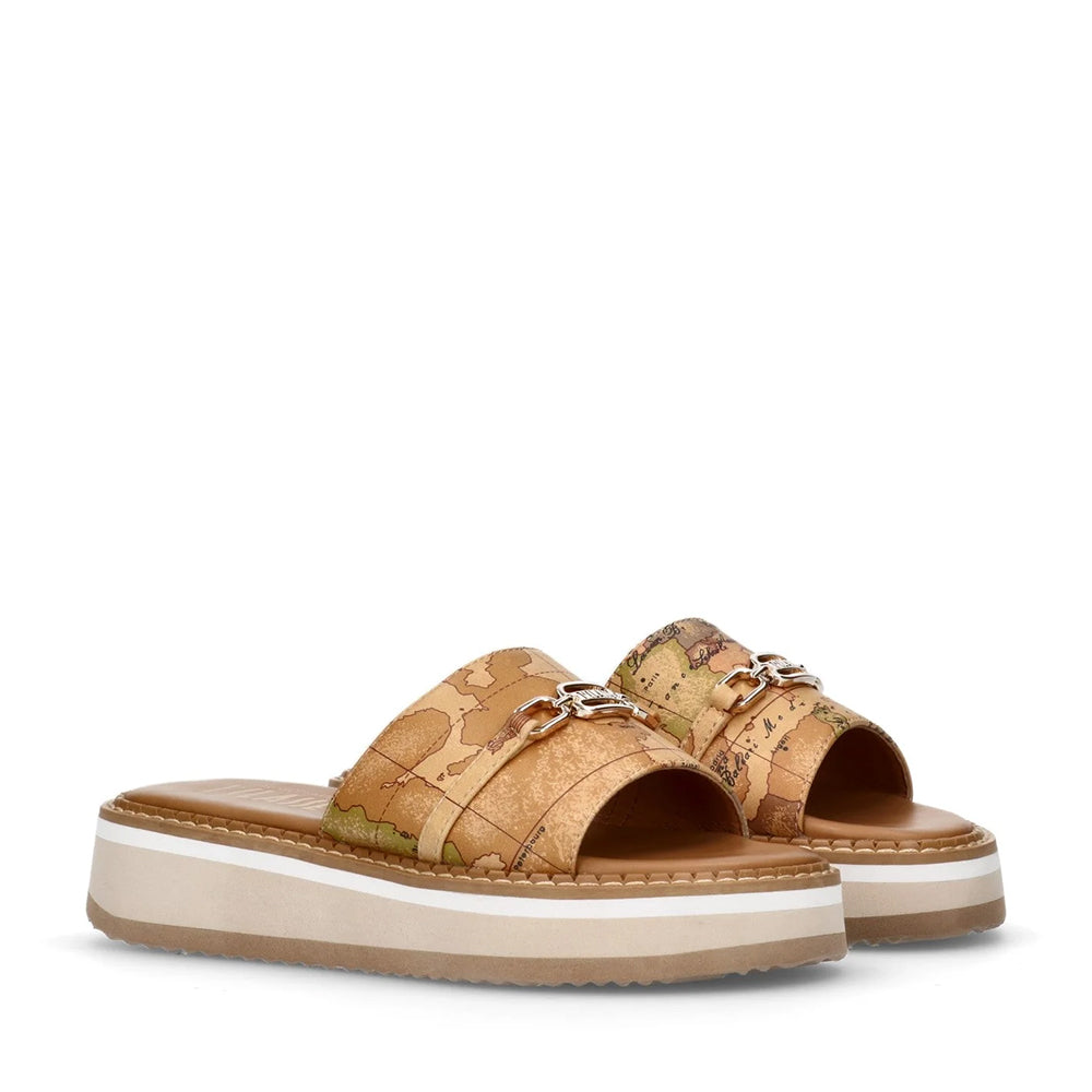 Ciabatte Platform 1A Classe Alviero Martini stampa Geo Classic con Morsetto Logato 2170
