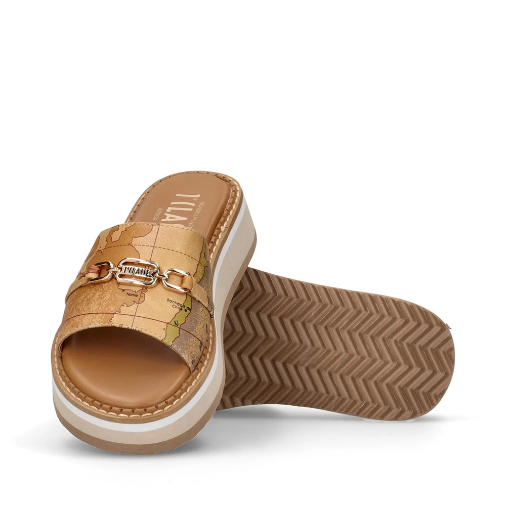 Ciabatte Platform 1A Classe Alviero Martini stampa Geo Classic con Morsetto Logato 2170