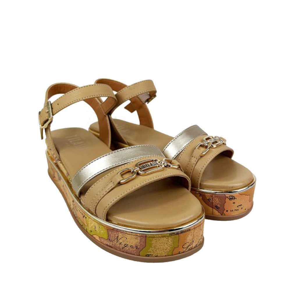Sandali Platform 1A Classe Alviero Martini color Cuoio e Platino 2180