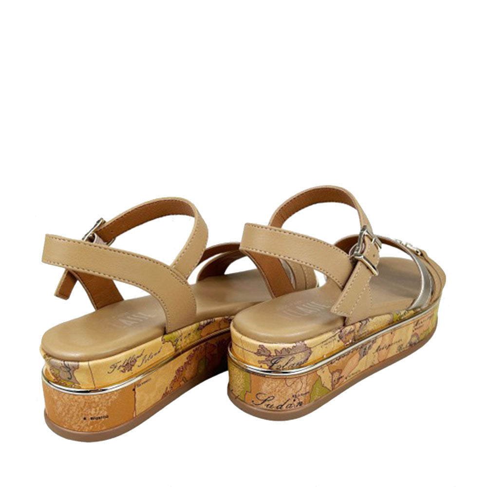 Sandali Platform 1A Classe Alviero Martini color Cuoio e Platino 2180