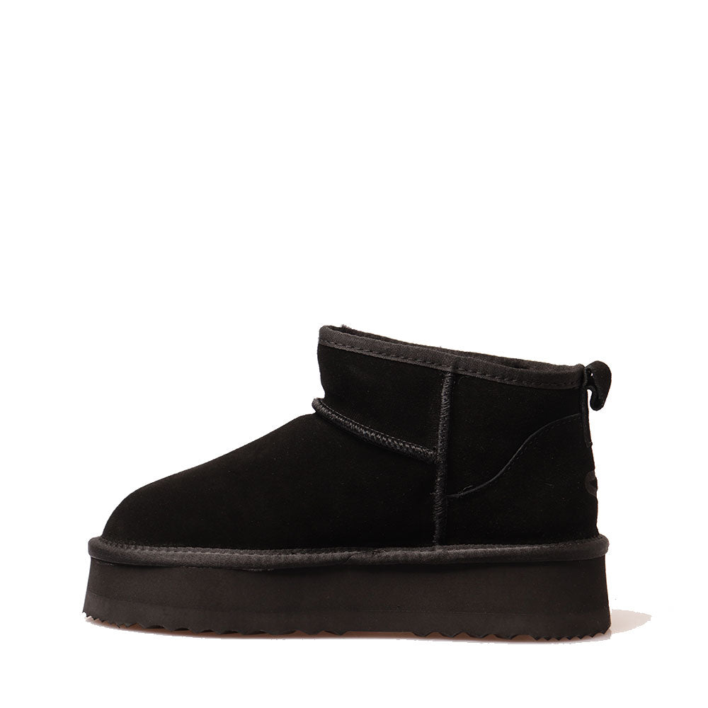 MASSIMO SANTINI PAMILA LINIE
Gepolsterte Plateau-Stiefeletten in schwarzem Velours