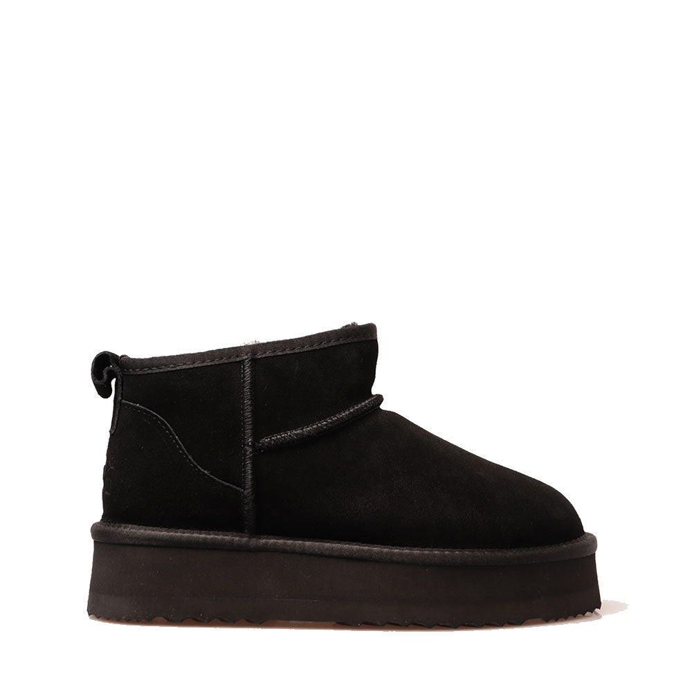 MASSIMO SANTINI PAMILA LINIE
Gepolsterte Plateau-Stiefeletten in schwarzem Velours