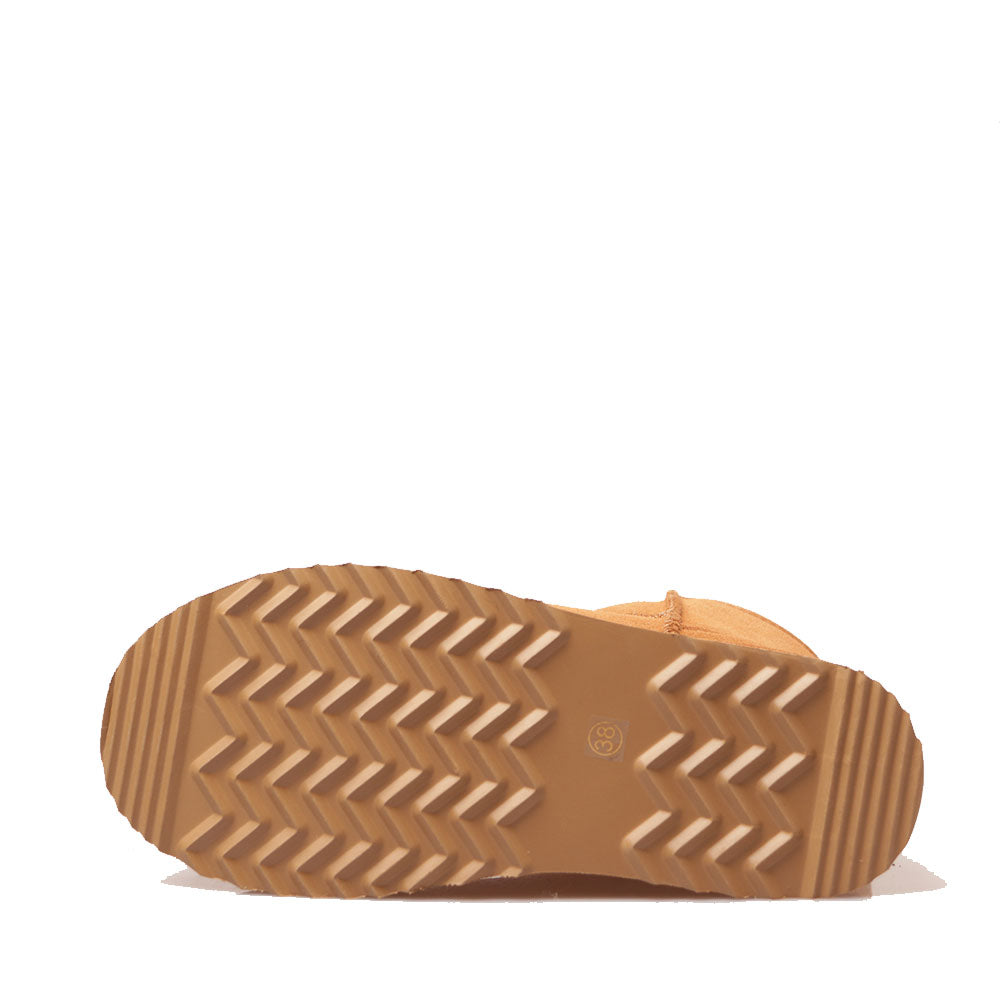 MASSIMO SANTINI Polly-Linie
Gepolsterte Midi-Plateau-Stiefeletten aus Kamelfarbenem Velours
