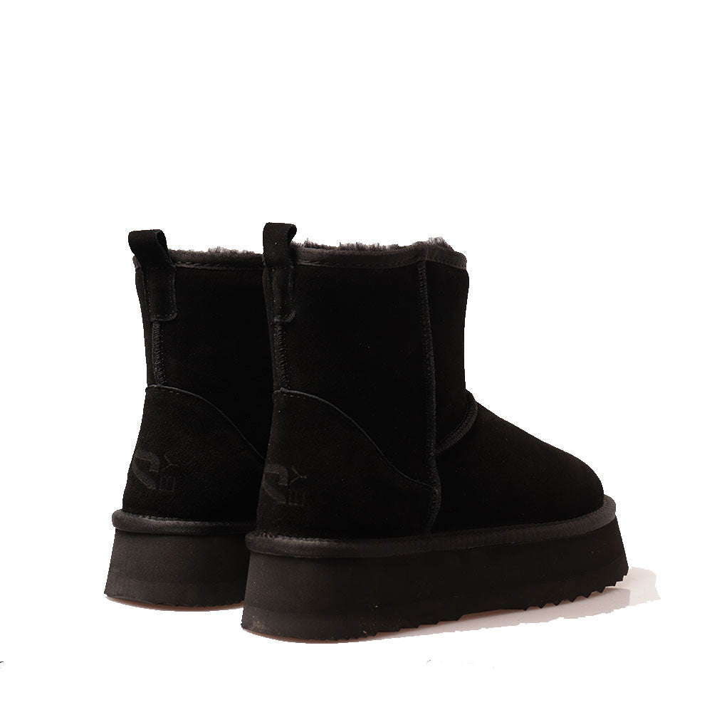 Midi Platform S Gepolsterte Stiefeletten von MASSIMO SANTINI Polly-Linie in schwarzem Velours
