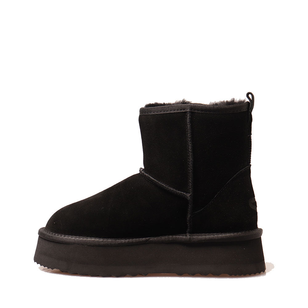 Midi Platform S Gepolsterte Stiefeletten von MASSIMO SANTINI Polly-Linie in schwarzem Velours