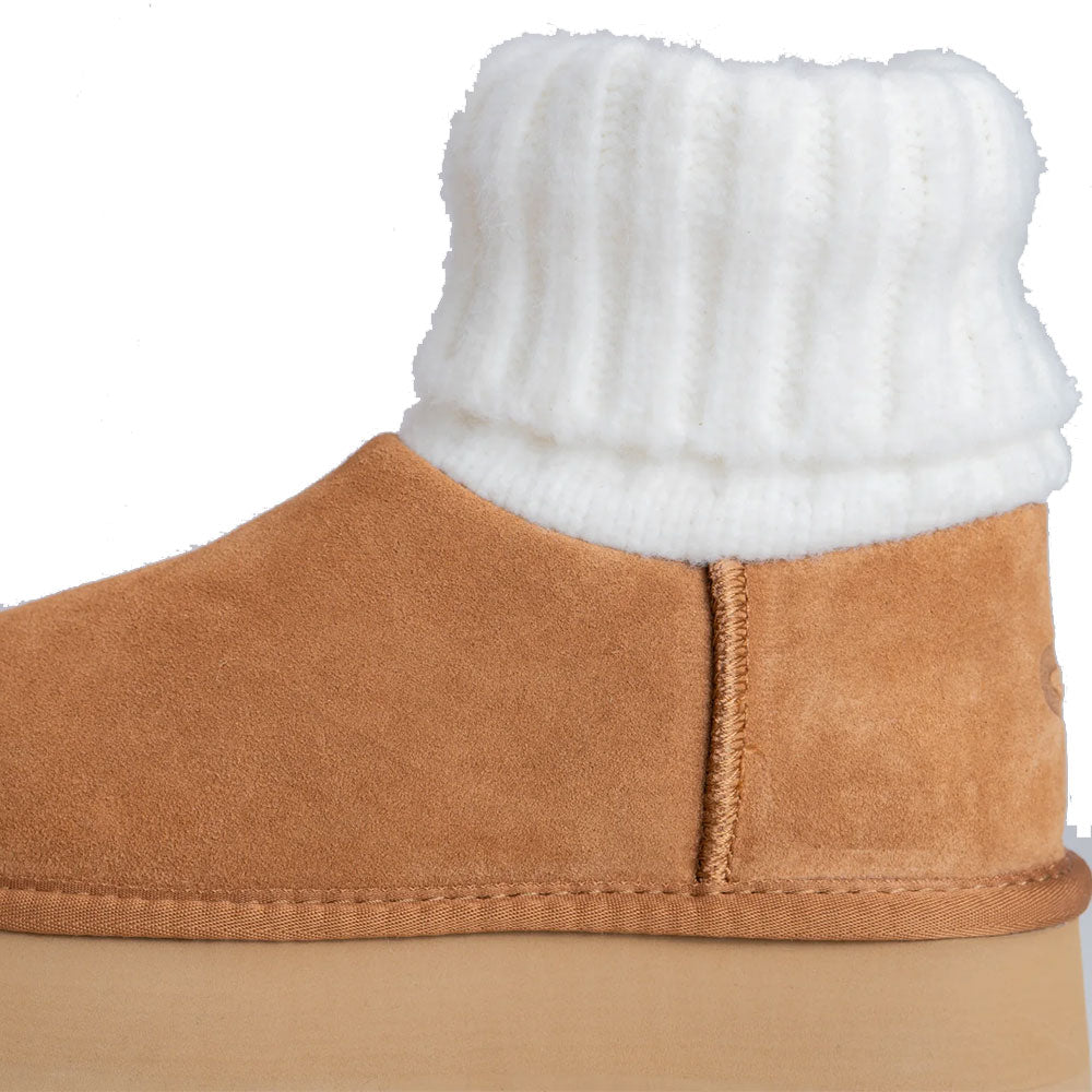 MASSIMO SANTINI PENNY LINIE
Gepolsterte Plateau-Stiefeletten aus Velours und Strick in Kamelfarbe