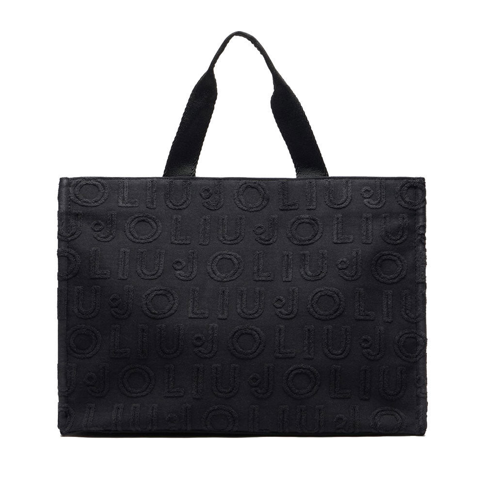 Tote Bag Large LIU JO in Tessuto Jaquard Nero