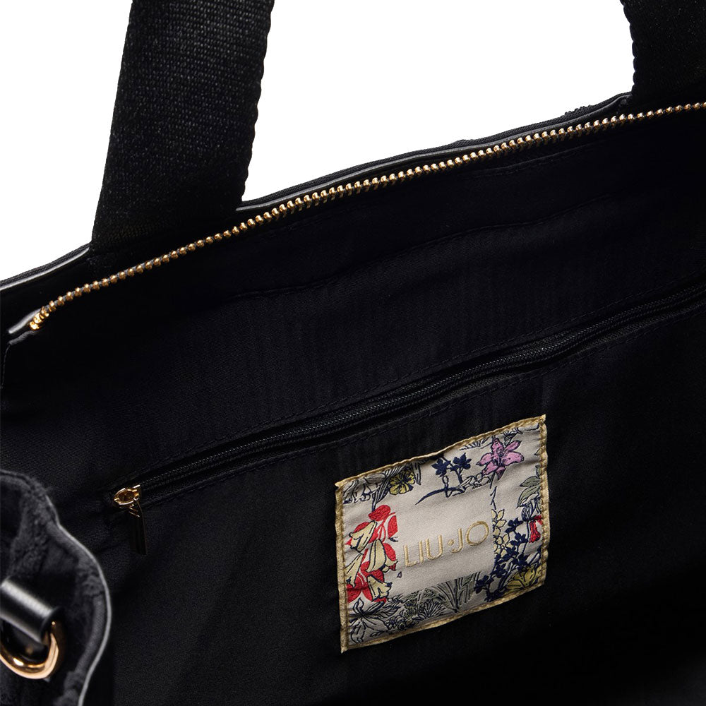 Tote Bag Large LIU JO in Tessuto Jaquard Nero