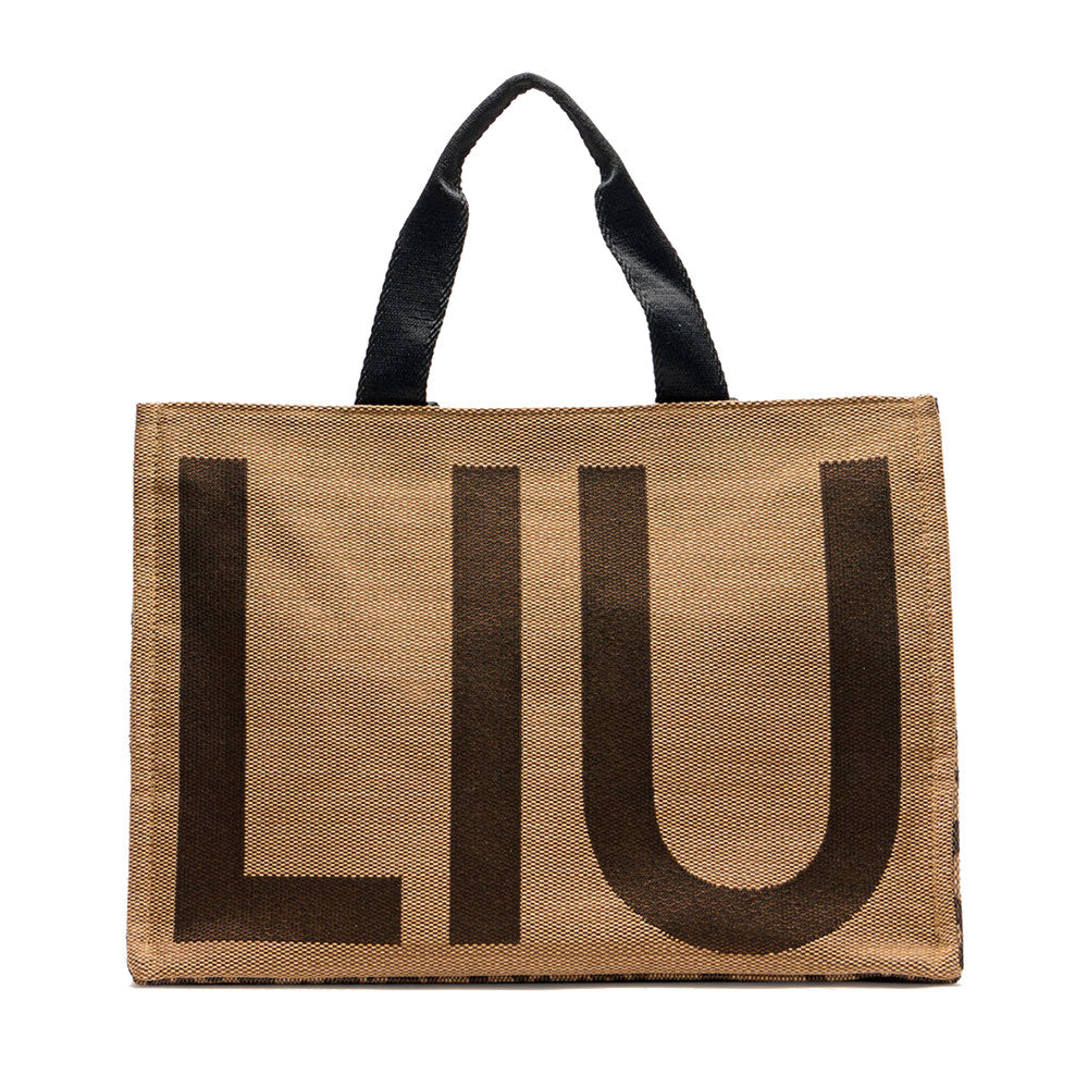Tote Bag Large LIU JO in Tessuto Jaquard Animalier con Maxi Logo
