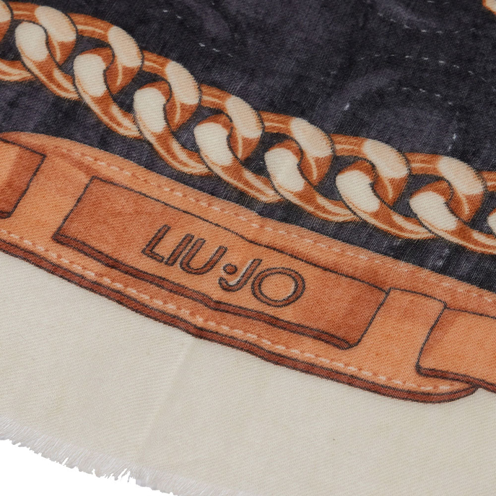 Stola Donna 90 x 180 cm LIU JO Better Nera con Motivo Grafico con Logo