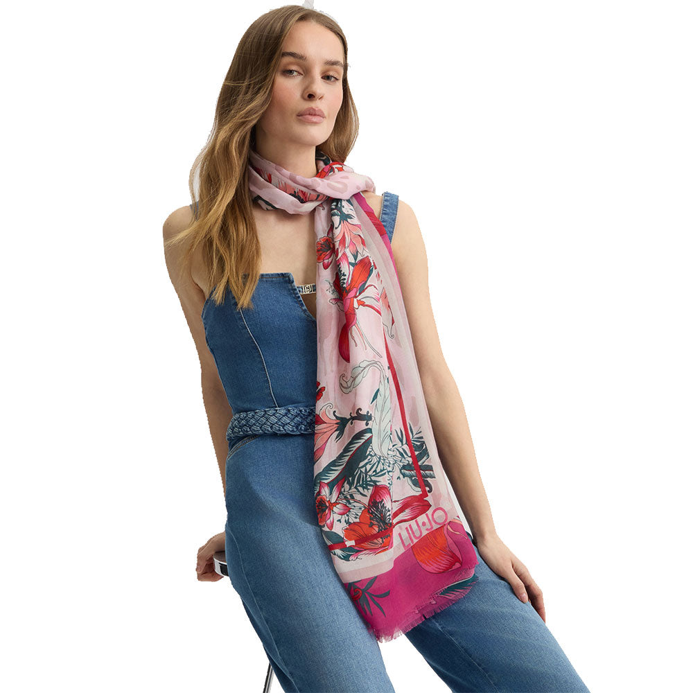 LIU JO
Damen Stola 90x180cm Floral Animal Print Rot