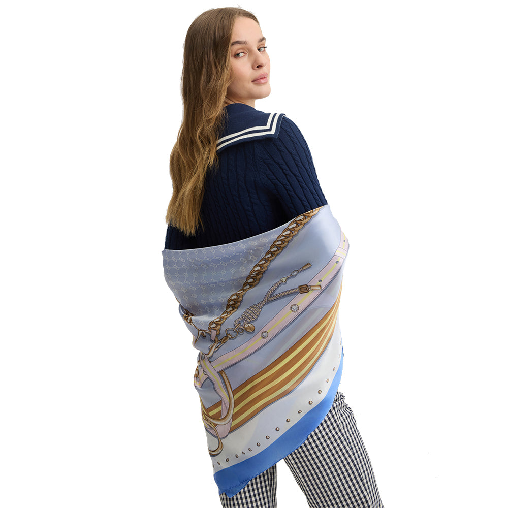 LIU JO Better Linie
Damen Schal 120x120cm in Blue mit Logo