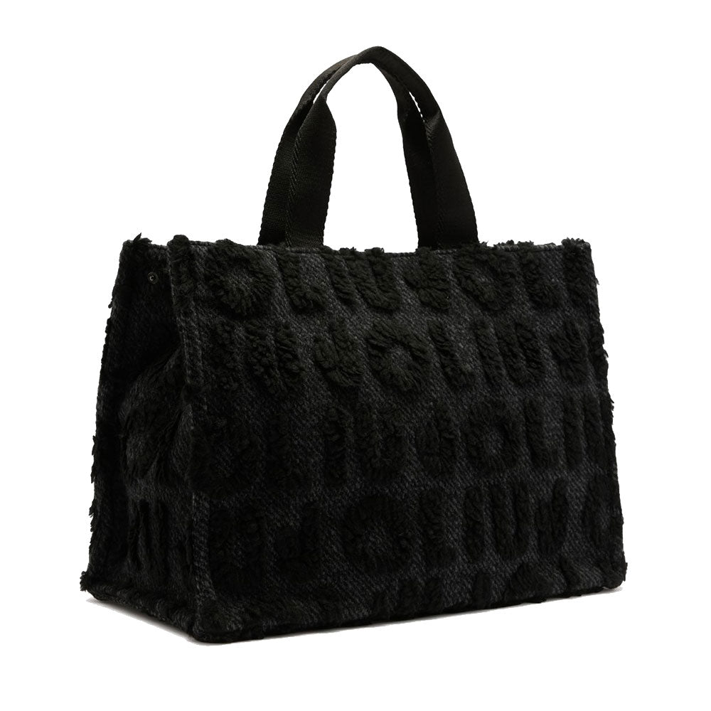 Shopping Bag Donna LIU JO in Tessuto Misto Lana con Logo in Teddy All Over Nero