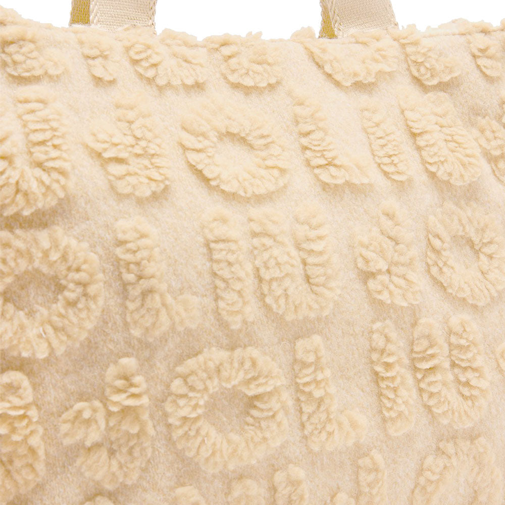 Shopping Bag Donna LIU JO in Tessuto Misto Lana con Logo in Teddy All Over Beige