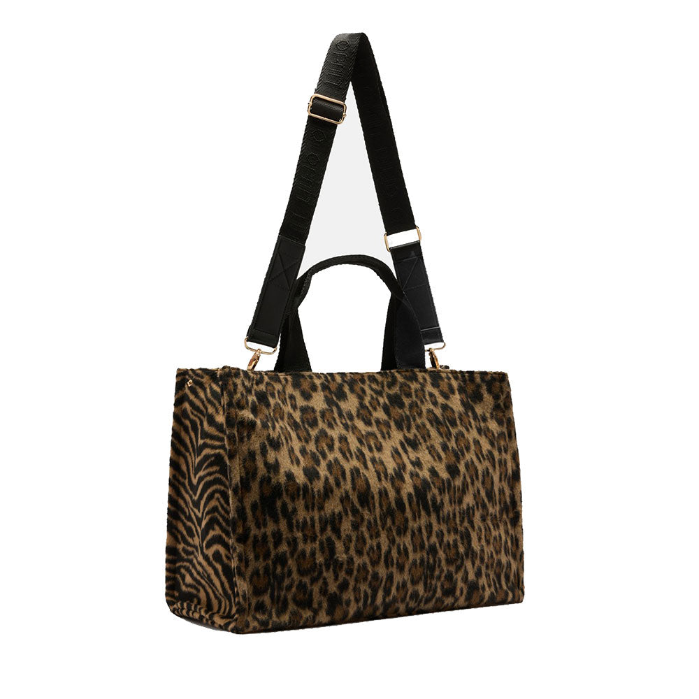 Shopping Bag Donna LIU JO in Tessuto stampa Brown Animalier