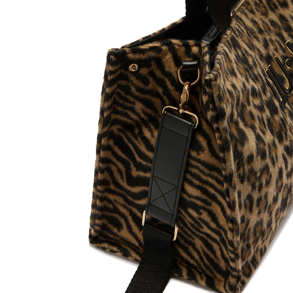 Shopping Bag Donna LIU JO in Tessuto stampa Brown Animalier