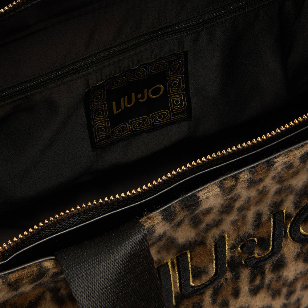 Shopping Bag Donna LIU JO in Tessuto stampa Brown Animalier