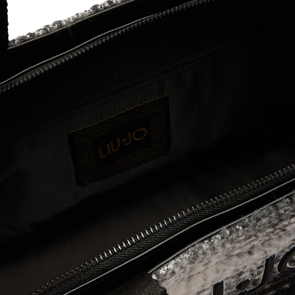 Shopping Bag Donna LIU JO in Tessuto stampa Check Nero