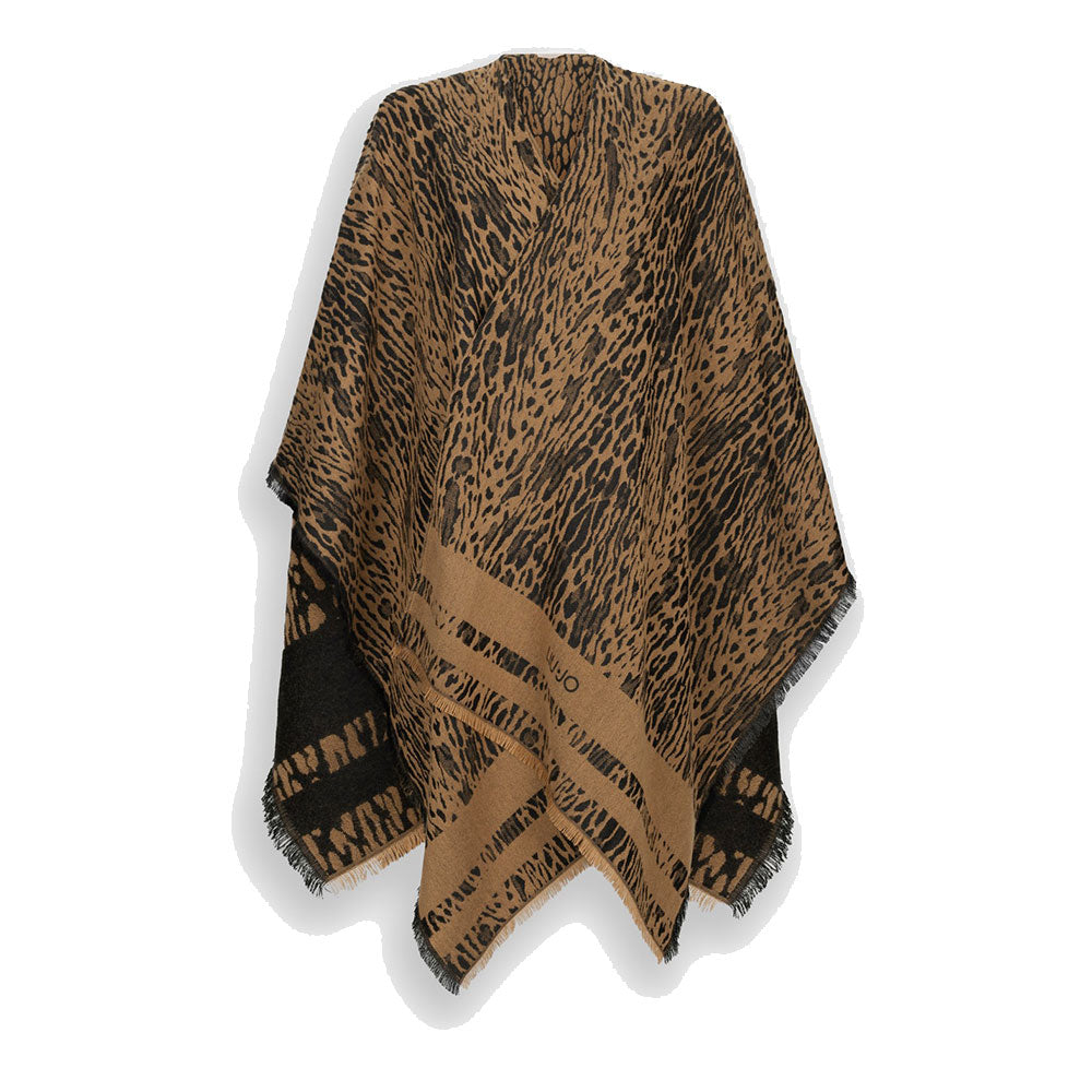 Poncho Donna LIU JO in Tessuto stampa Animalier con Logo Jacquard