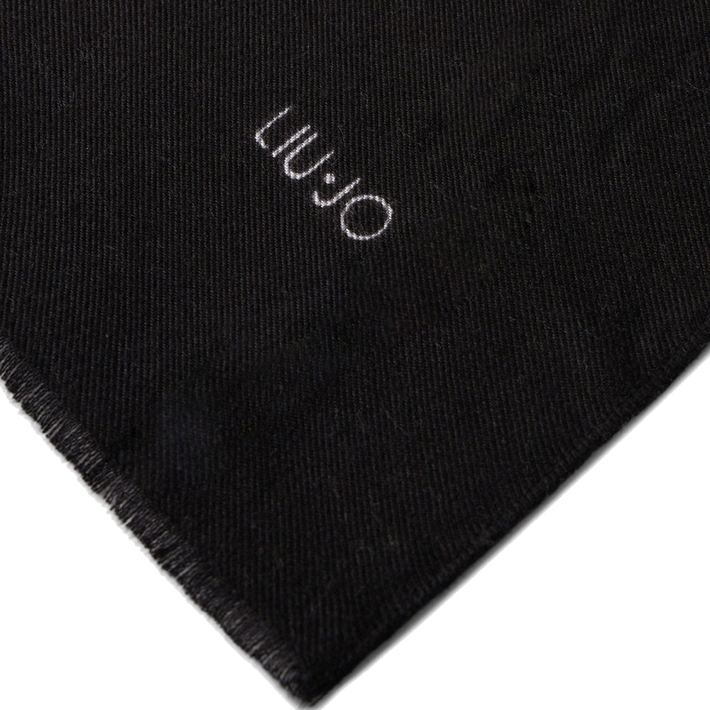 Stola Donna 70 x 180 cm LIU JO in Viscosa Nera stampa Logo
