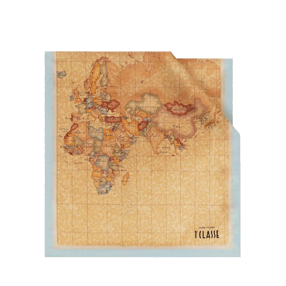 Sciarpa 45 x 180 cm 1A Classe Alviero Martini in Seta stampa Geo Classic e Azzurro Artico 3248