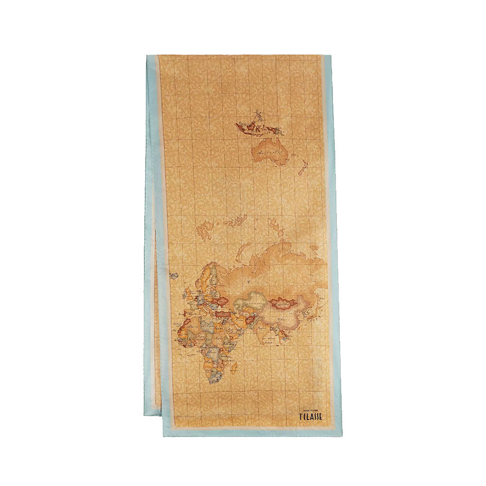 Sciarpa 45 x 180 cm 1A Classe Alviero Martini in Seta stampa Geo Classic e Azzurro Artico 3248
