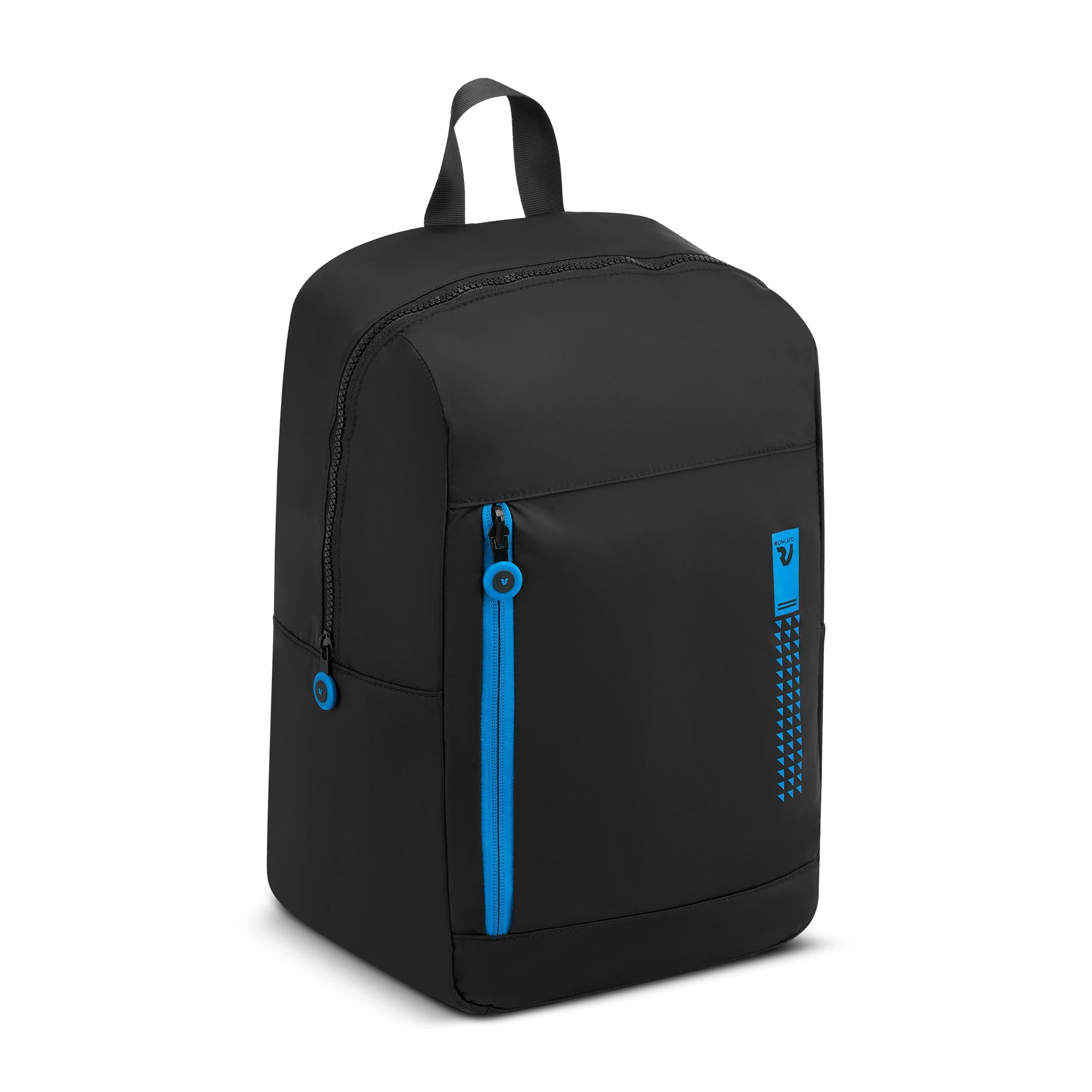 Ryanair RONCATO Compact Faltbarer Reiserucksack in Schwarz und Kobaltblau 40 x 25 x 20 cm