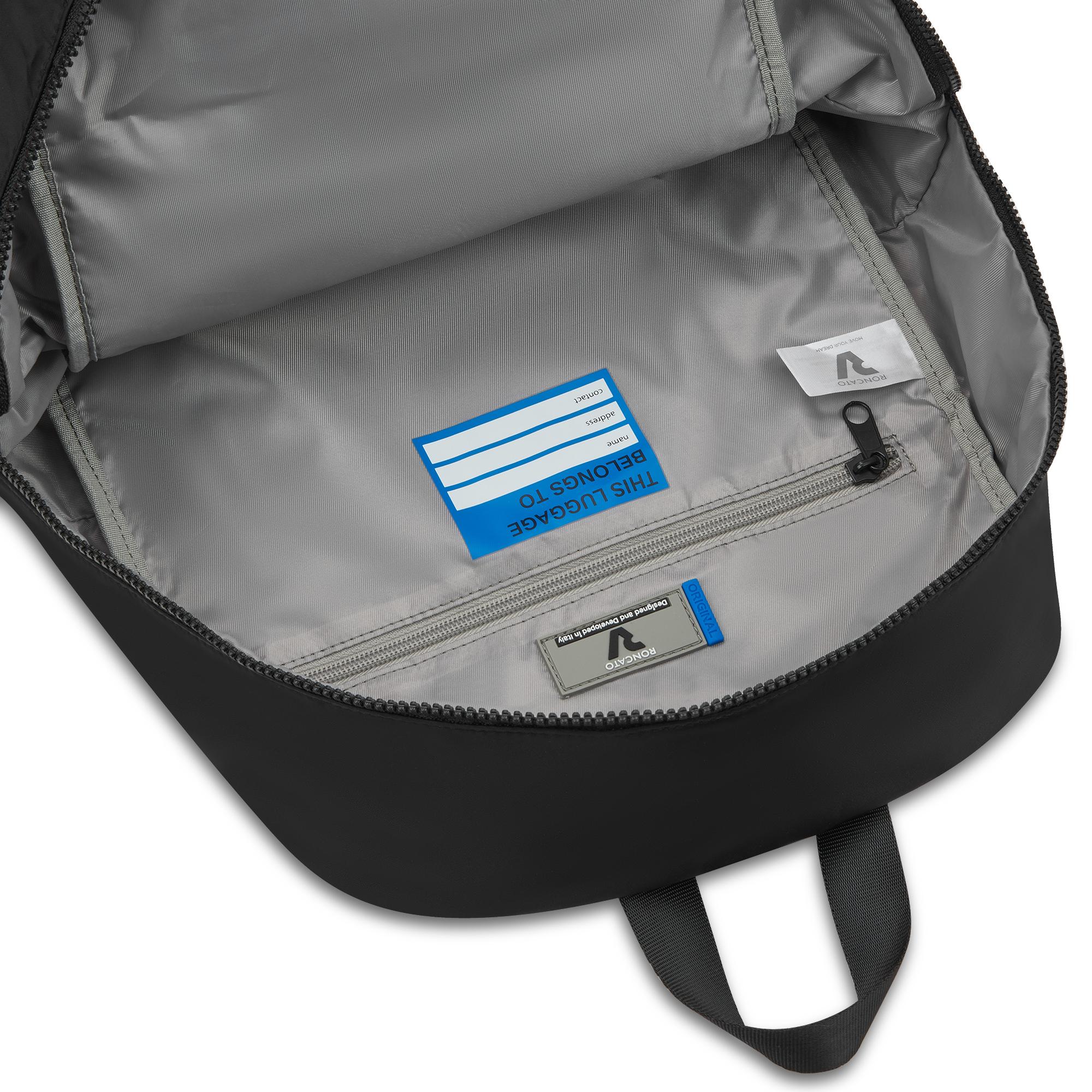 Ryanair RONCATO Compact Faltbarer Reiserucksack in Schwarz und Kobaltblau 40 x 25 x 20 cm