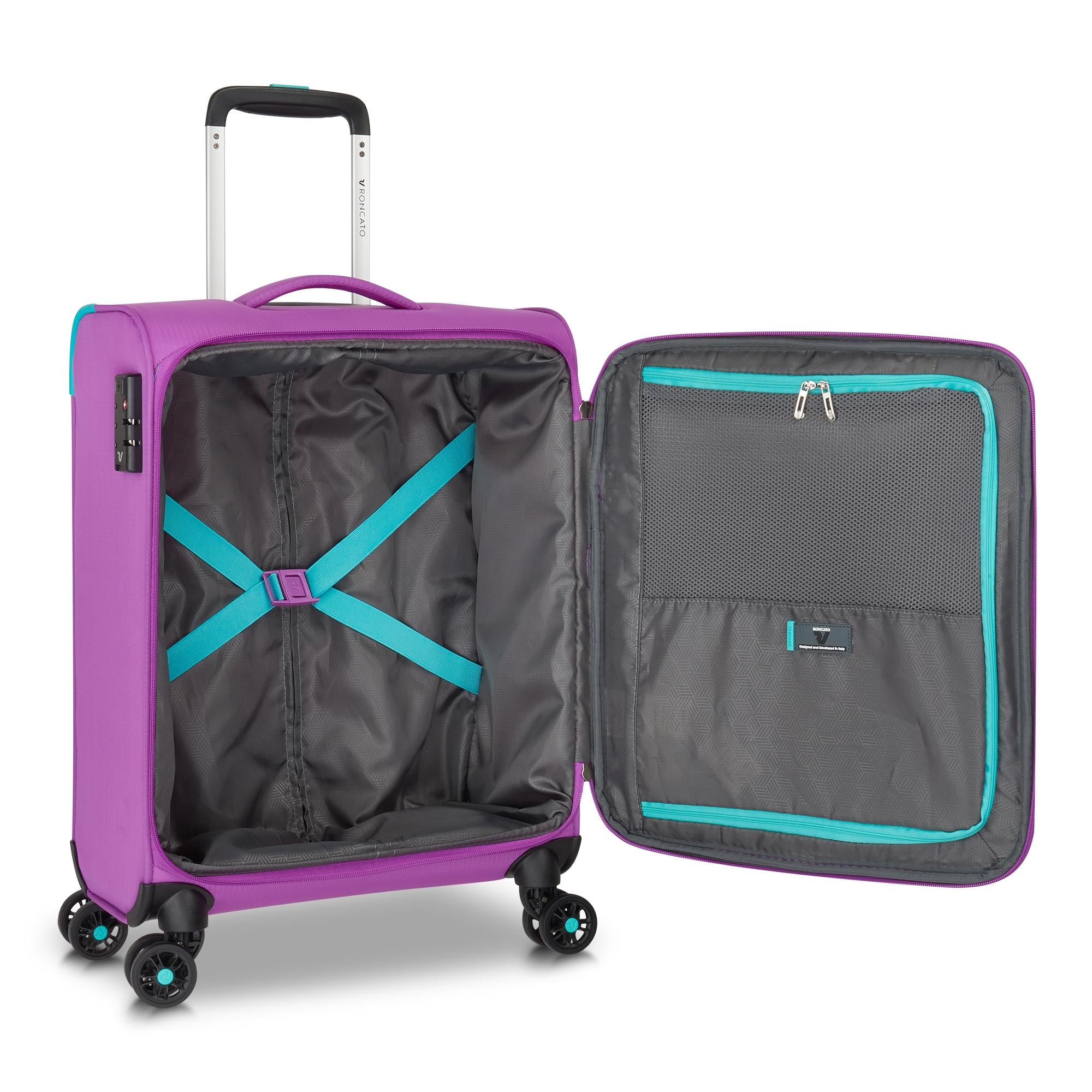 Trolley Cabina Semirigido 4 Ruote RONCATO Linea Lite Soft colore Viola Orchidea