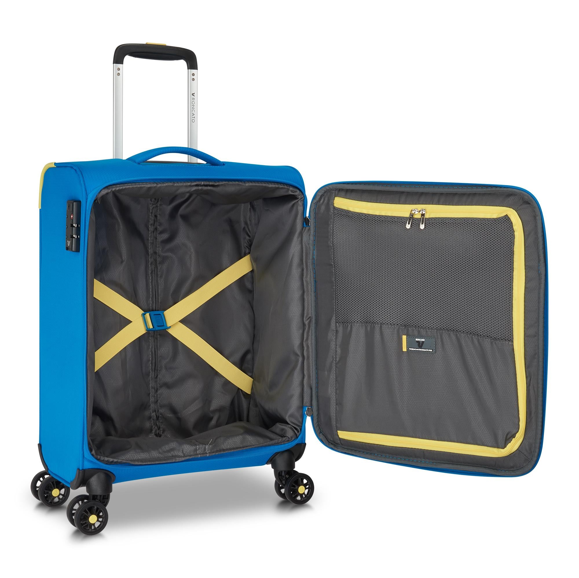 Trolley Cabina Semirigido 4 Ruote RONCATO Linea Lite Soft colore Blu Cobalto