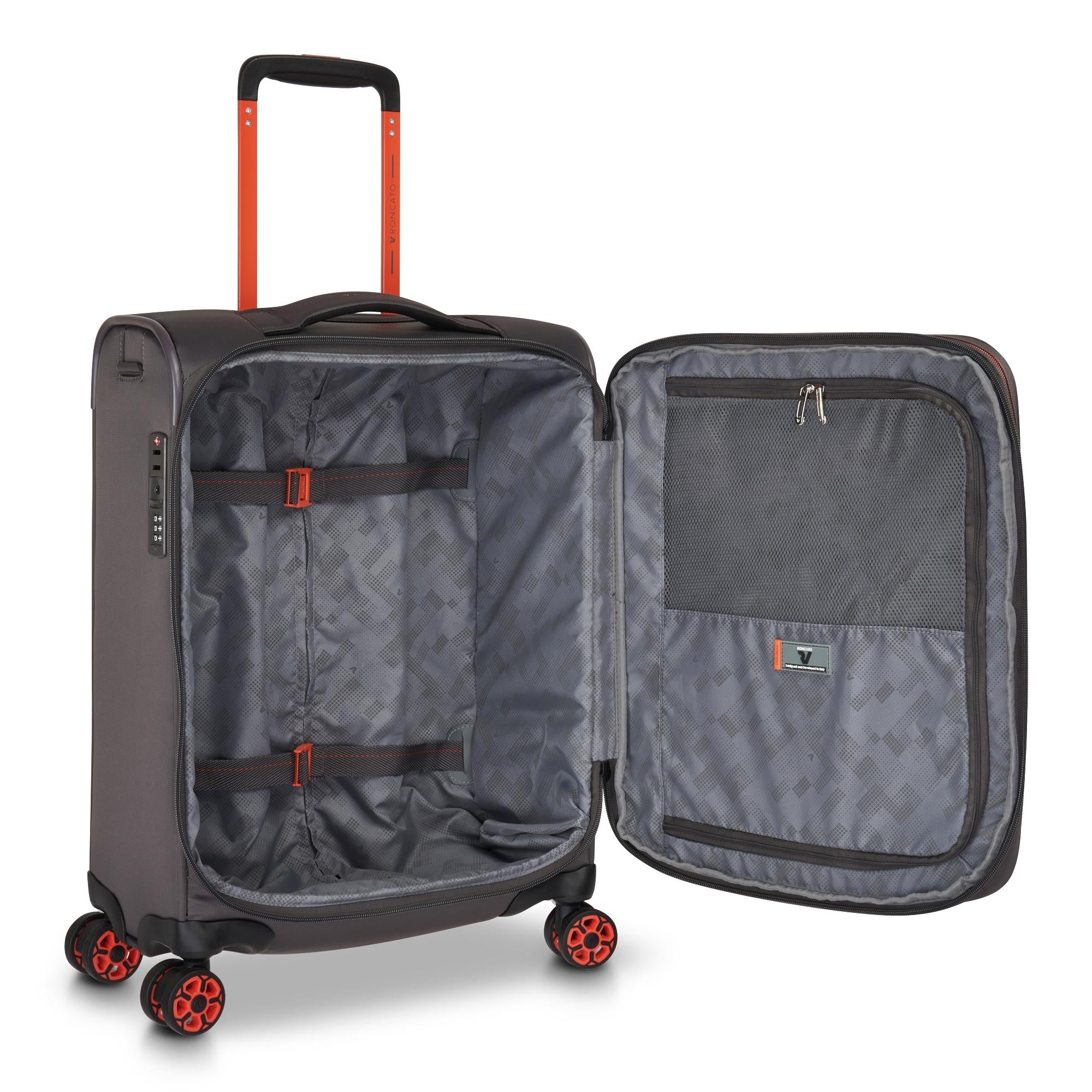 Halbstarrer erweiterbarer Kabinentrolley 4 Räder RONCATO Move Line Graphitfarbe