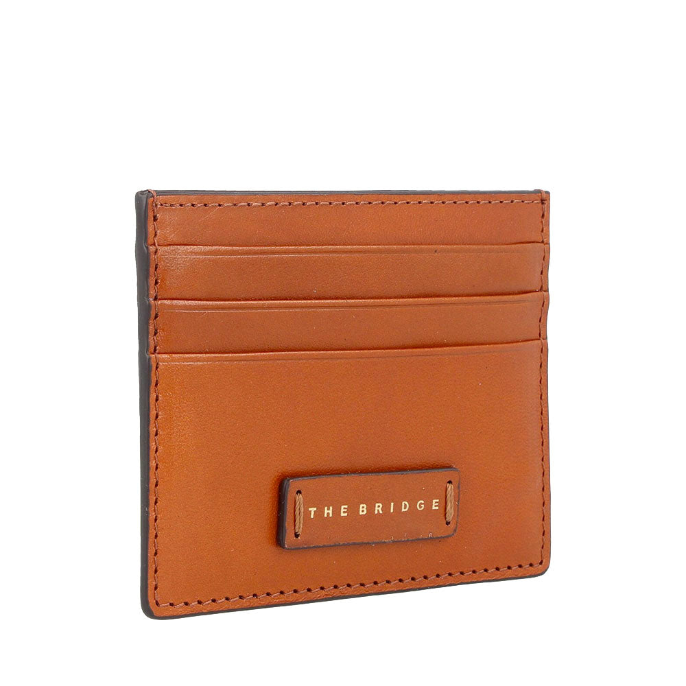 Portacarte Donna THE BRIDGE linea Leda in Pelle color Cognac