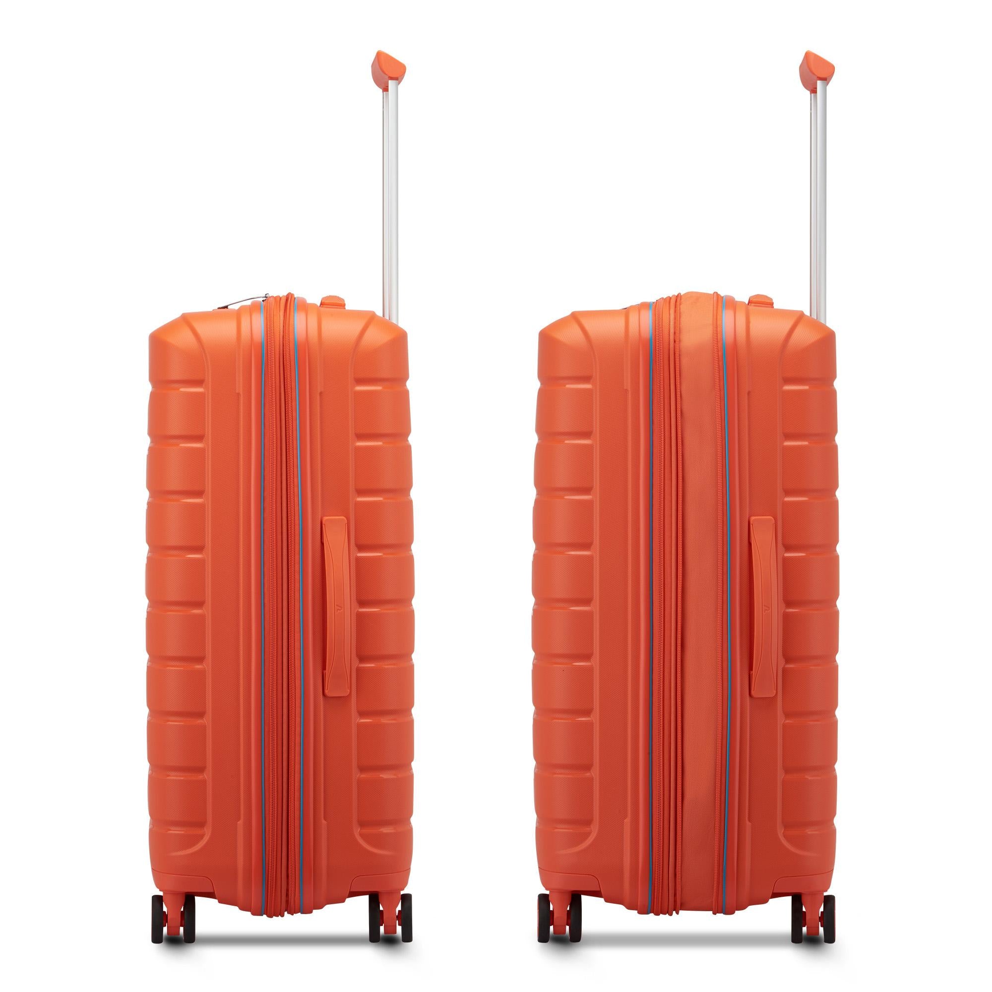 RONCATO B-Flying Linie
Mittelgroßer erweiterbarer Hartschalentrolley mit 4 Rädern in der Farbe Orange