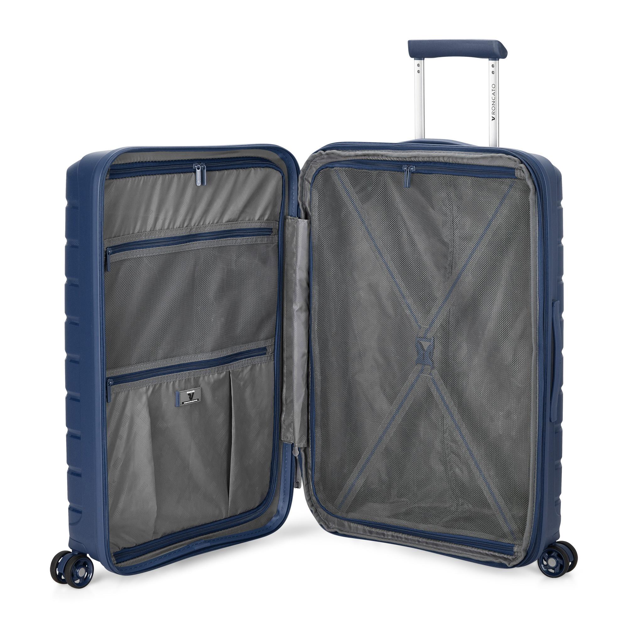 Mittelgroßer erweiterbarer Hartschalentrolley 4 Rollen RONCATO B-Flying Line Mitternachtsblau