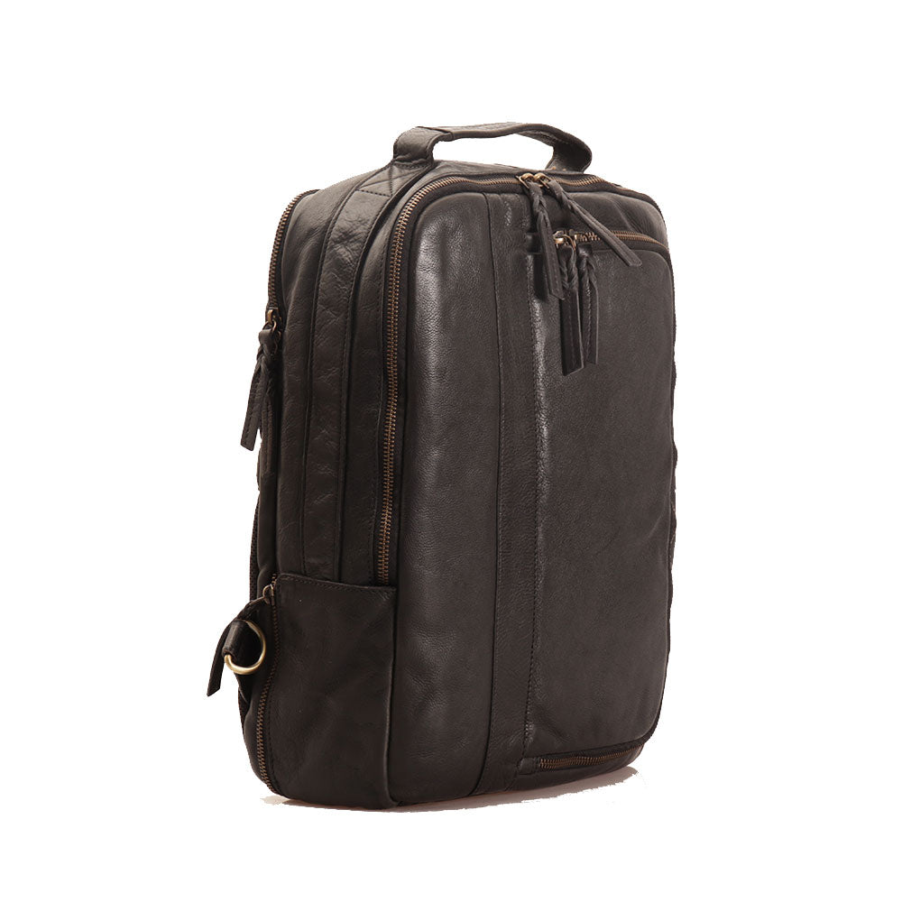 GIANNI CONTI Laptop Aktentaschen Rucksack aus schwarzem Leder
