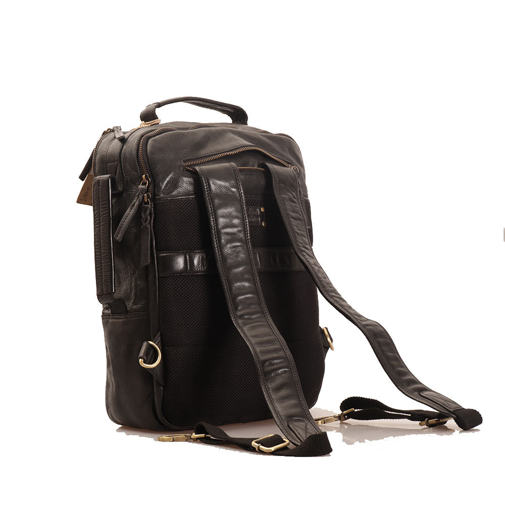 GIANNI CONTI Laptop Aktentaschen Rucksack aus schwarzem Leder
