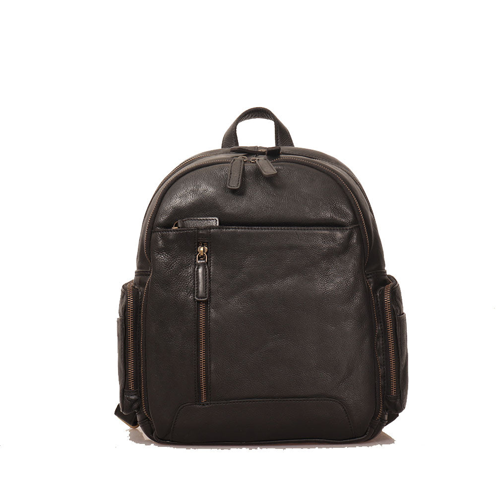 GIANNI CONTI Unisex-Rucksack aus schwarzem Leder