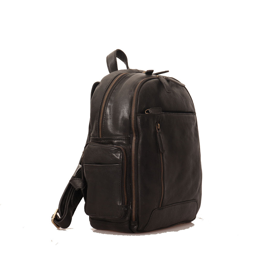 GIANNI CONTI Unisex-Rucksack aus schwarzem Leder