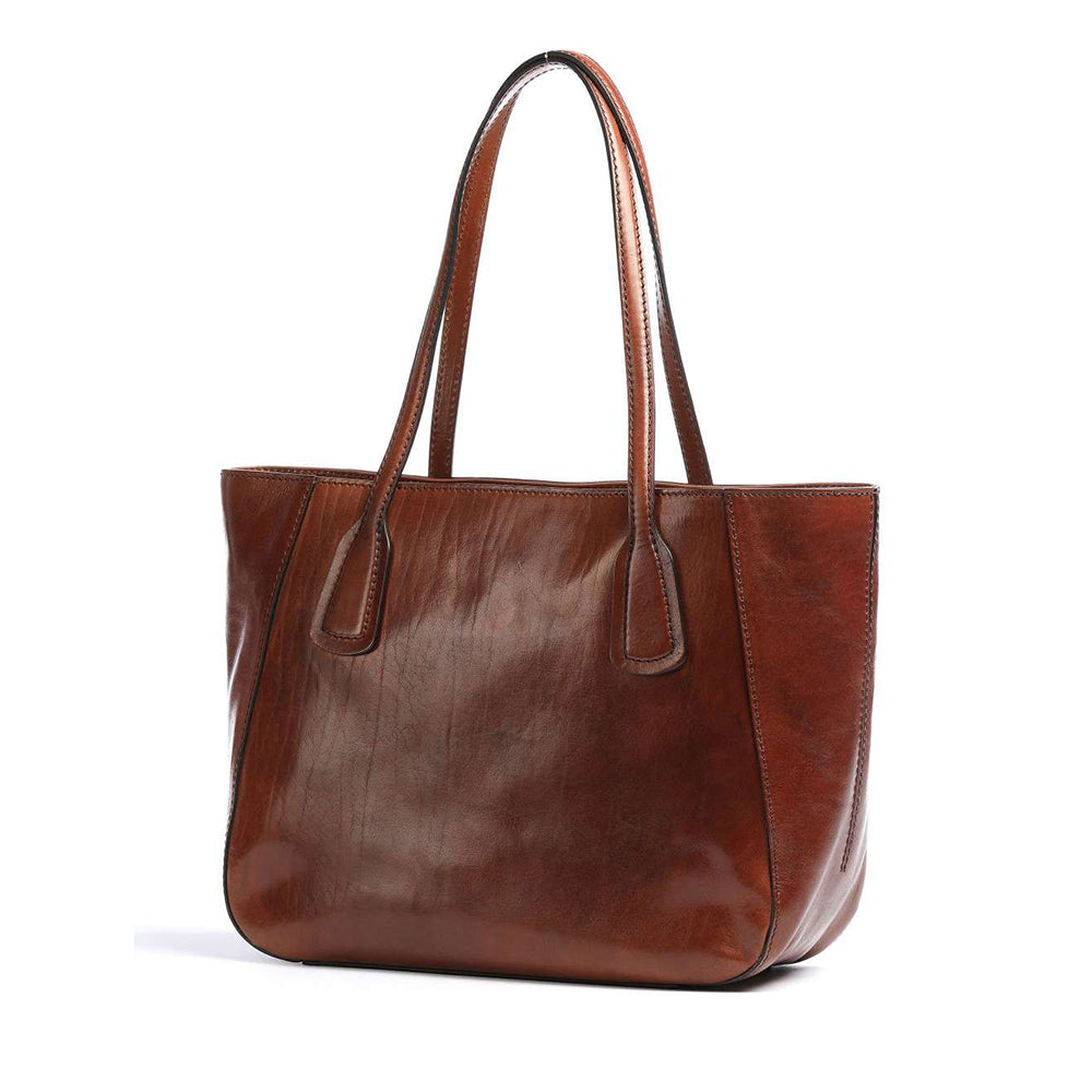 Shopping Bag Large THE BRIDGE linea Maddalena in Pelle Marrone