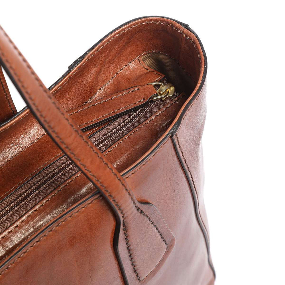 Shopping Bag Large THE BRIDGE linea Maddalena in Pelle Marrone
