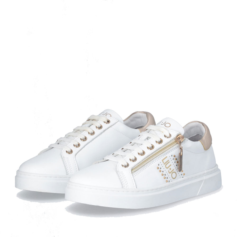 Scarpe LIU JO Iris 10 Sneakers in Pelle Bianca con Zip Laterale