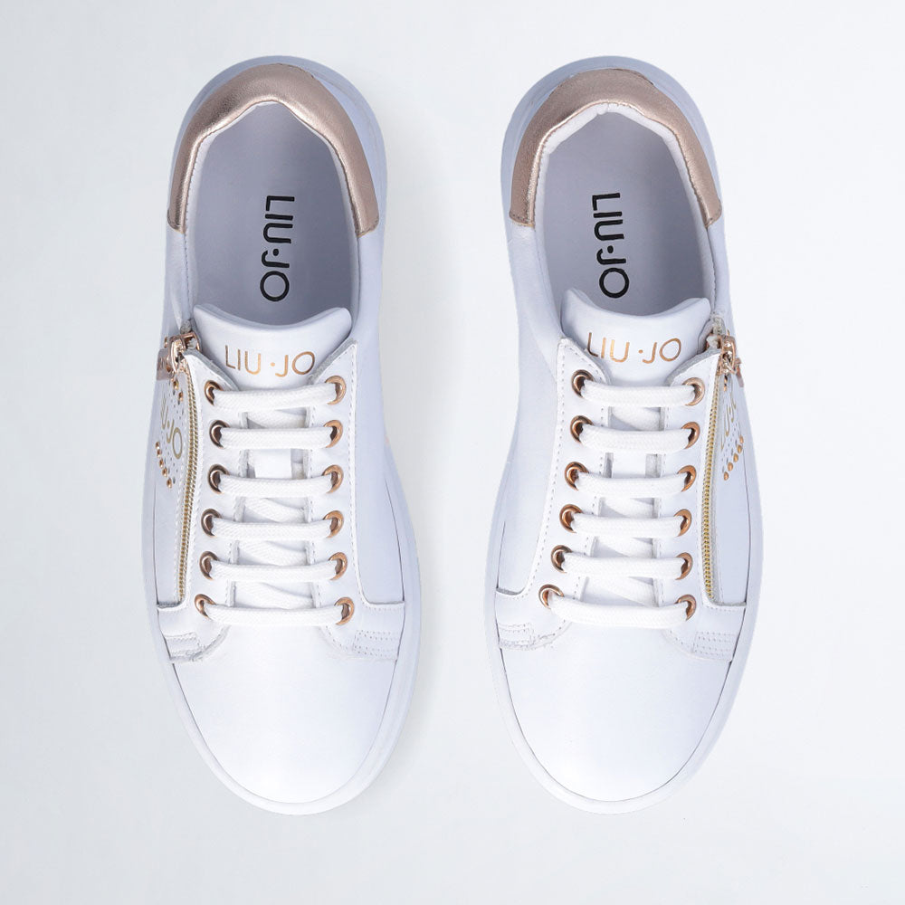 Scarpe LIU JO Iris 10 Sneakers in Pelle Bianca con Zip Laterale