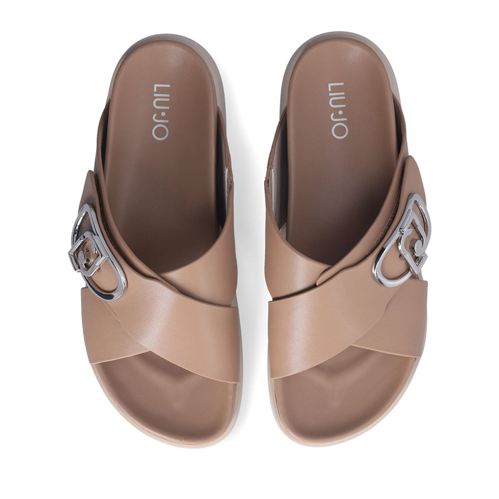 LIU JO Penny 901 Plateau-Slipper aus hellbraunem Leder