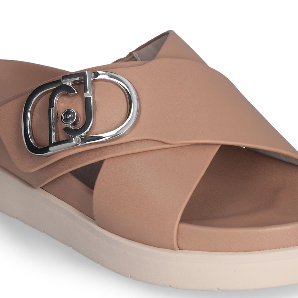 LIU JO Penny 901 Plateau-Slipper aus hellbraunem Leder